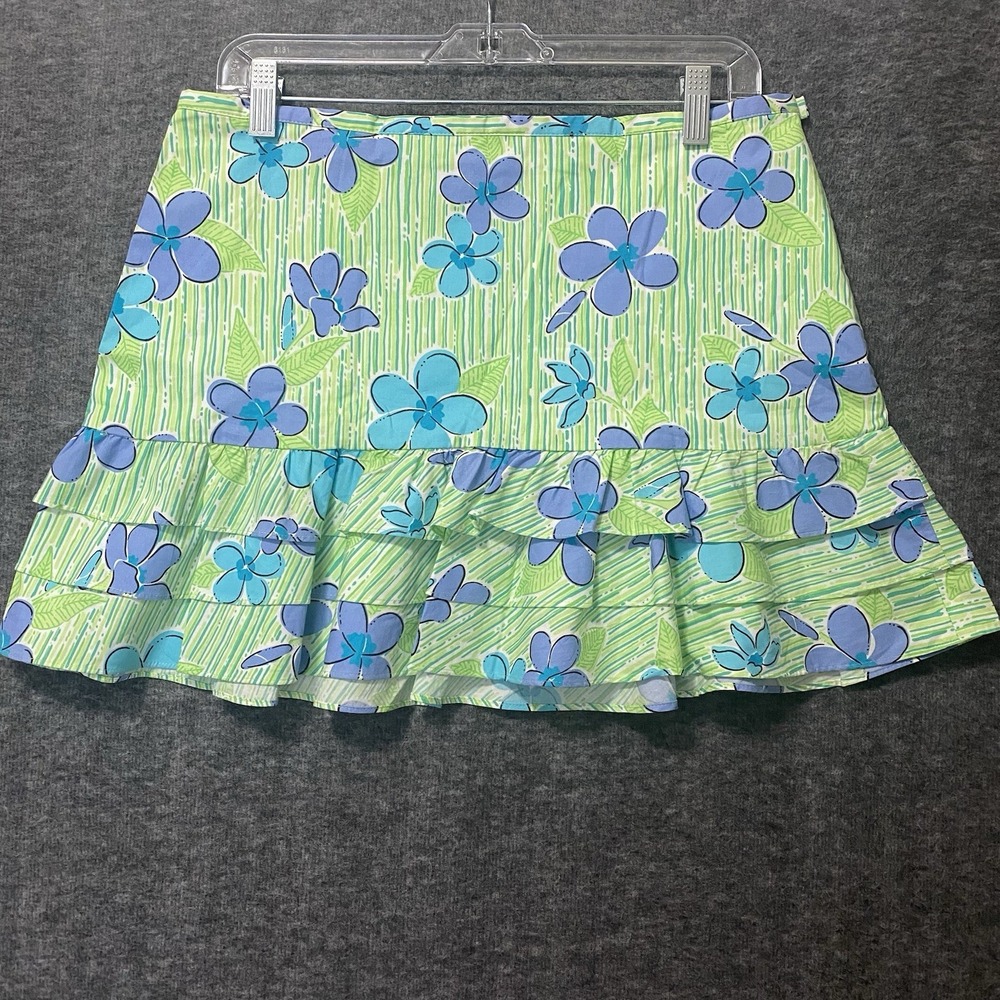 Lilly Pulitzer Green and Blue Skater Mini Skirt